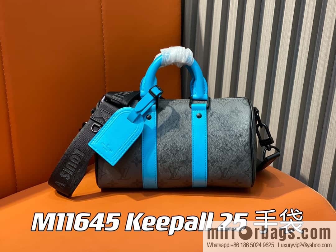 [Boutique‑grade] M11645 blue silver flower, men's pillow bag series, this Keepall 25 handbag.
