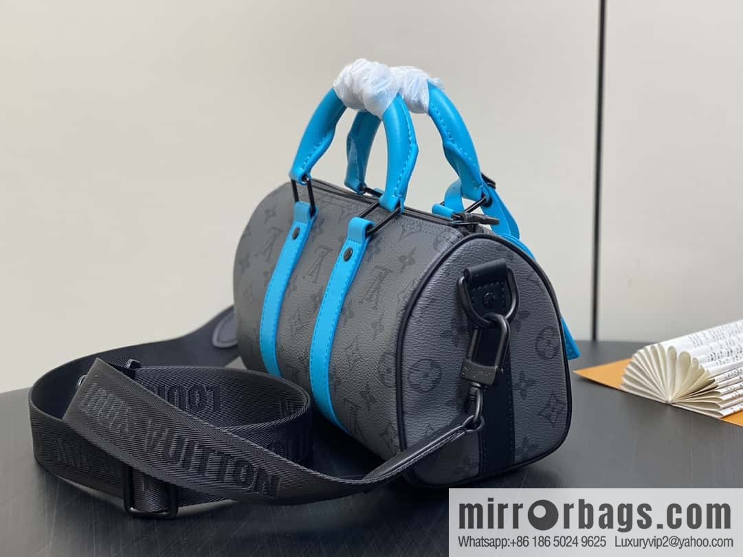 [Boutique‑grade] M11645 blue silver flower, men's pillow bag series, this Keepall 25 handbag.
