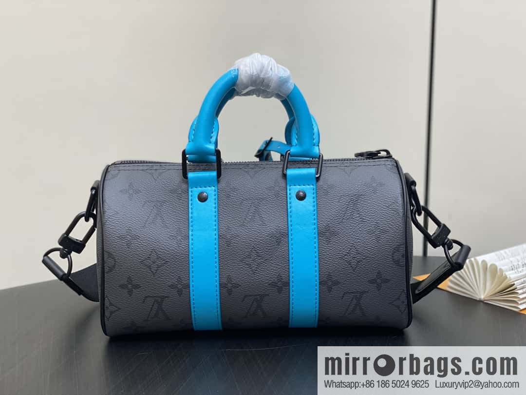 [Boutique‑grade] M11645 blue silver flower, men's pillow bag series, this Keepall 25 handbag.