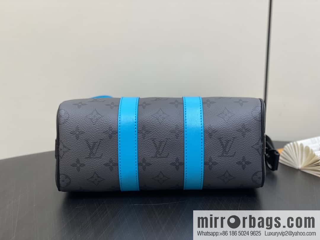 [Boutique‑grade] M11645 blue silver flower, men's pillow bag series, this Keepall 25 handbag.