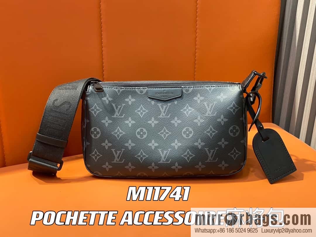 [Boutique‑grade] M11741 black flower, men's bag mahjong bag series POCHETTE ACCESSOIRE mahjong bag