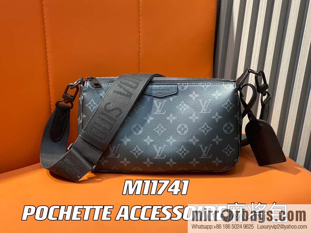 [Boutique‑grade] M11741 black flower, men's bag mahjong bag series POCHETTE ACCESSOIRE mahjong bag