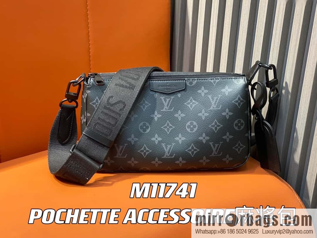 [Boutique‑grade] M11741 black flower, men's bag mahjong bag series POCHETTE ACCESSOIRE mahjong bag