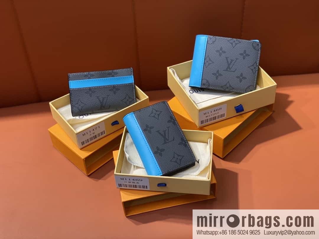 [Boutique‑grade] M11471 blue card holder wallet series PORTE CARTES DOUBLE card holder