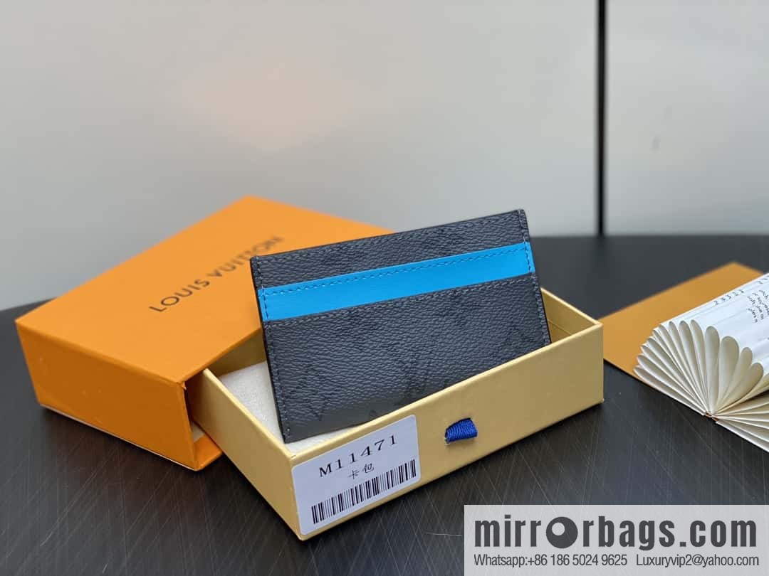 [Boutique‑grade] M11471 blue card holder wallet series PORTE CARTES DOUBLE card holder