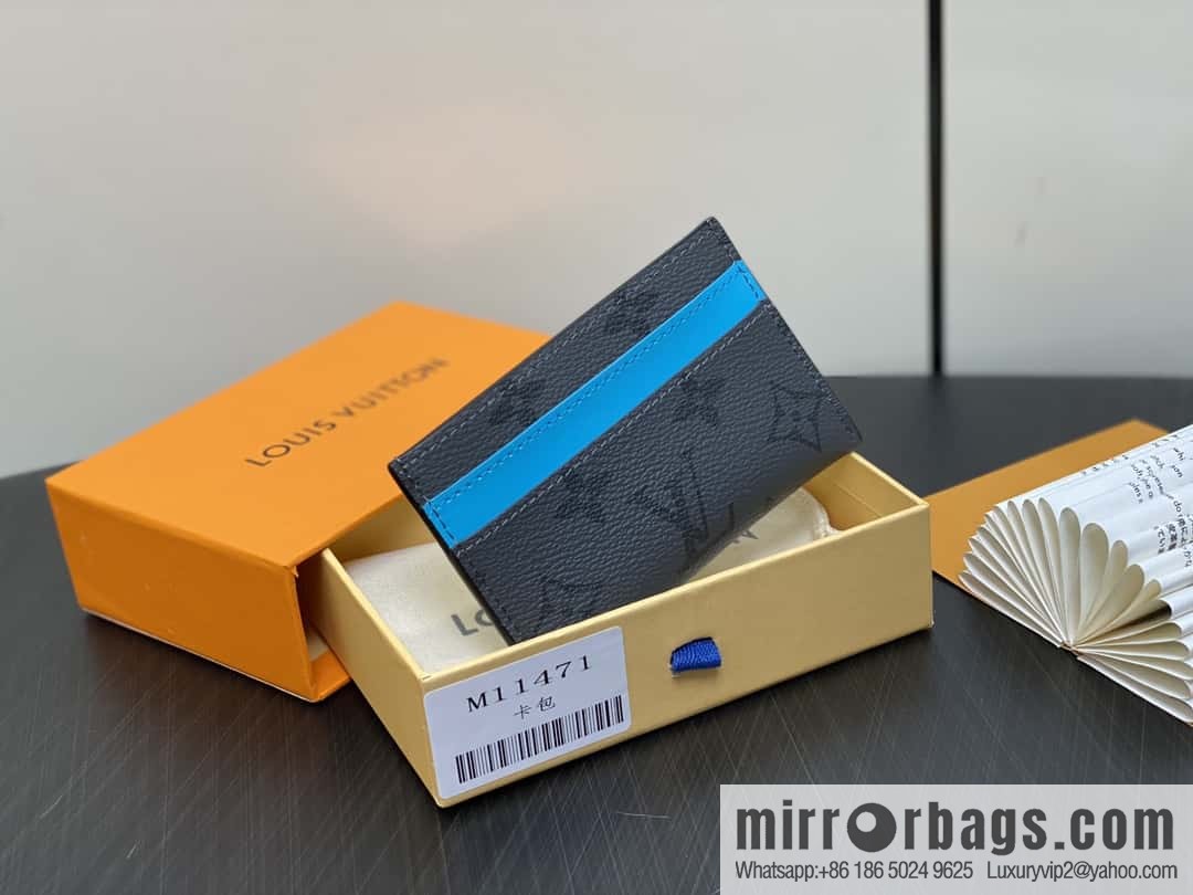 [Boutique‑grade] M11471 blue card holder wallet series PORTE CARTES DOUBLE card holder