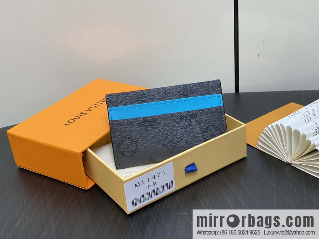 [Boutique‑grade] M11471 blue card holder wallet series PORTE CARTES DOUBLE card holder