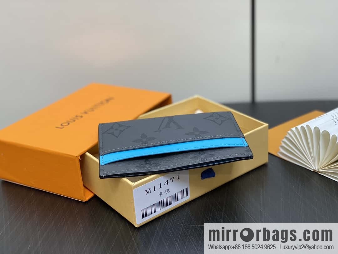 [Boutique‑grade] M11471 blue card holder wallet series PORTE CARTES DOUBLE card holder