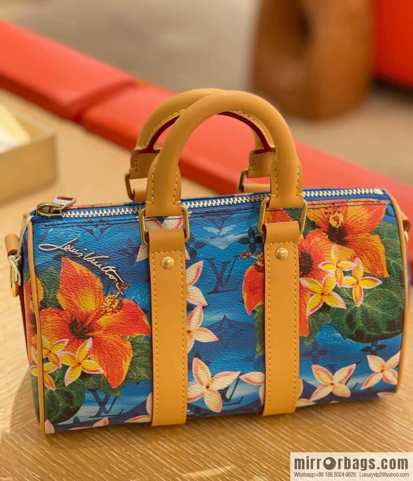 M24999 printed surfing, men's bag pillow bag speedy series Keepall Bandoulière 25 Keepall travel bag