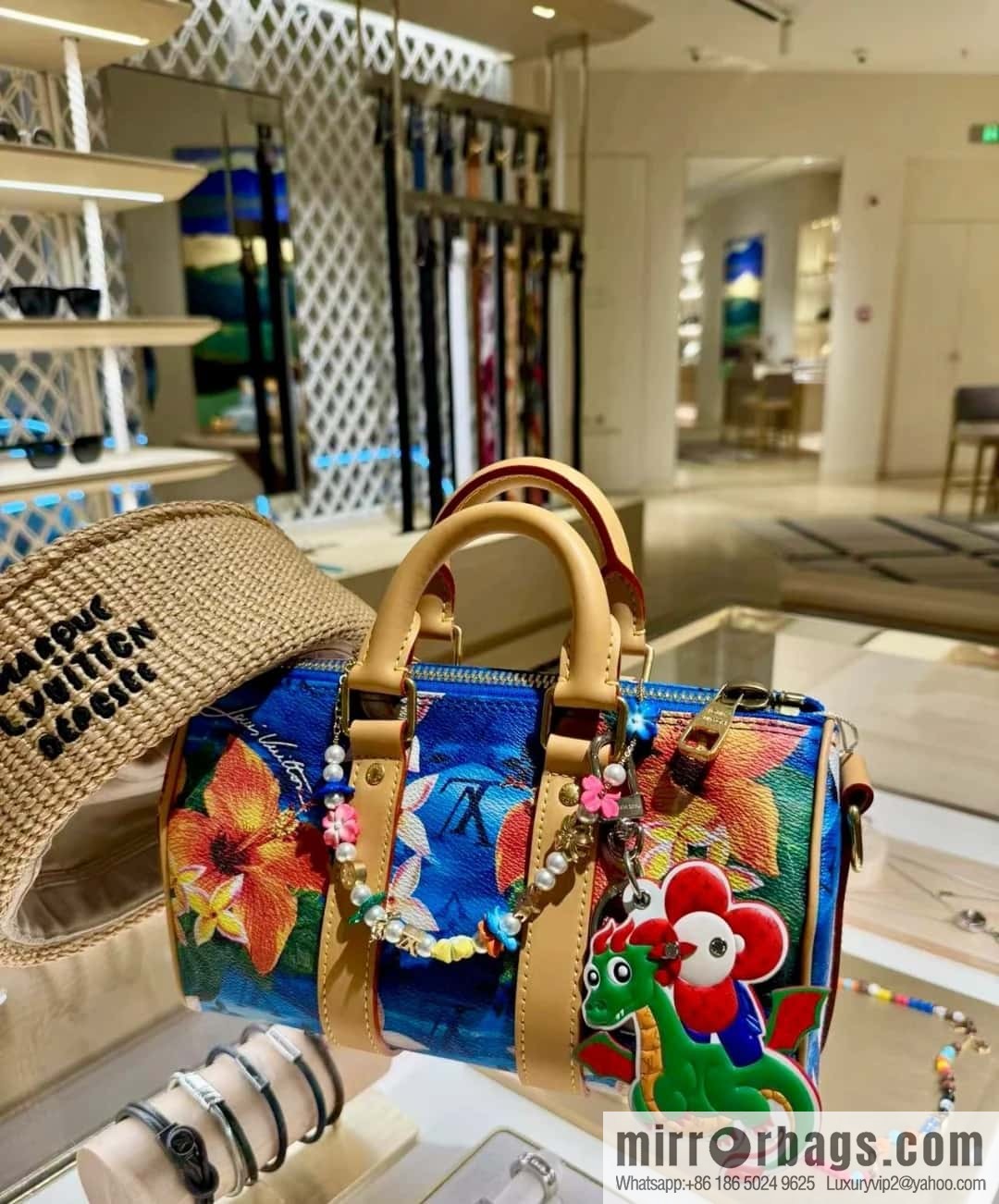 M24999 printed surfing, men's bag pillow bag speedy series Keepall Bandoulière 25 Keepall travel bag