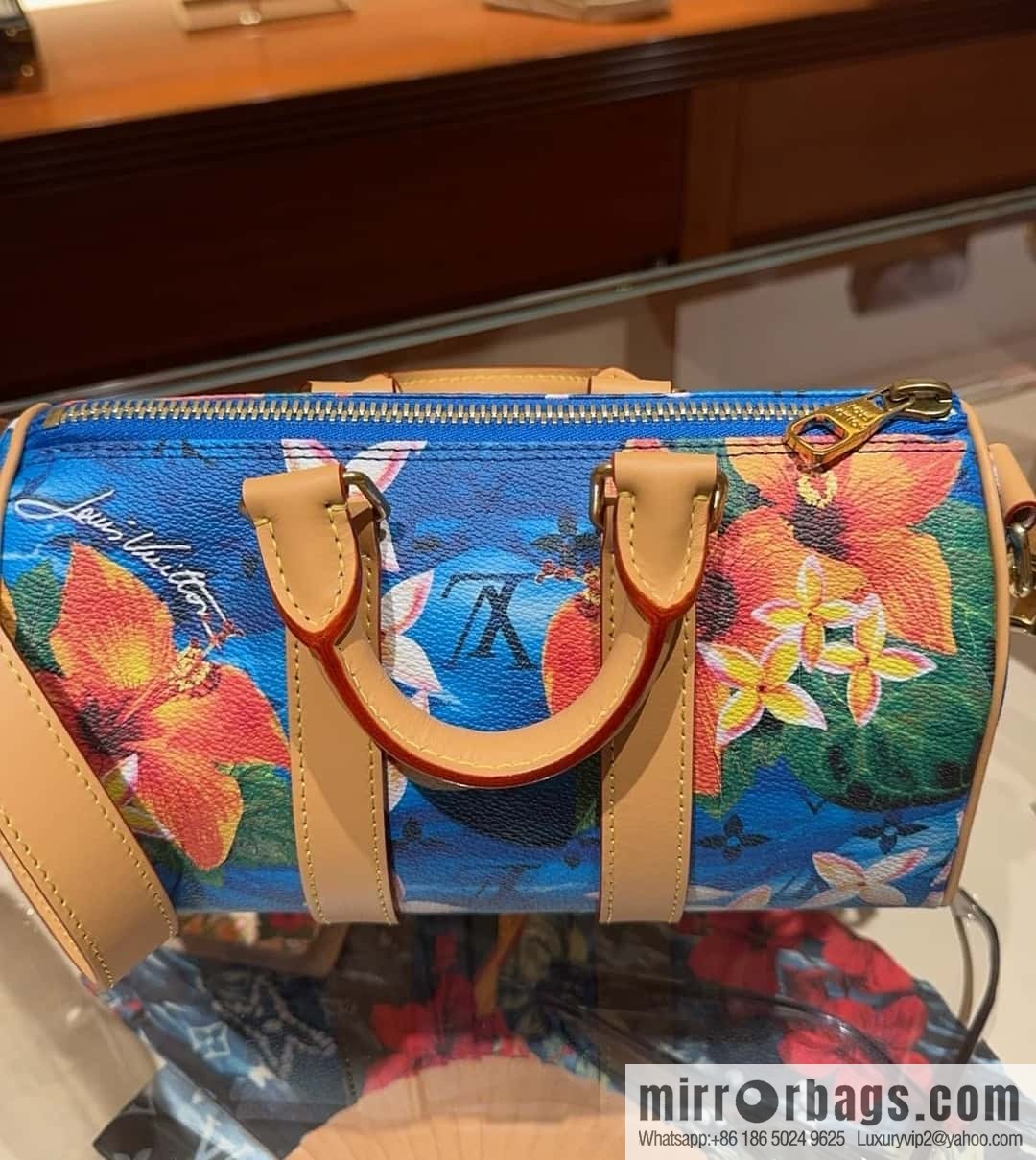 M24999 printed surfing, men's bag pillow bag speedy series Keepall Bandoulière 25 Keepall travel bag