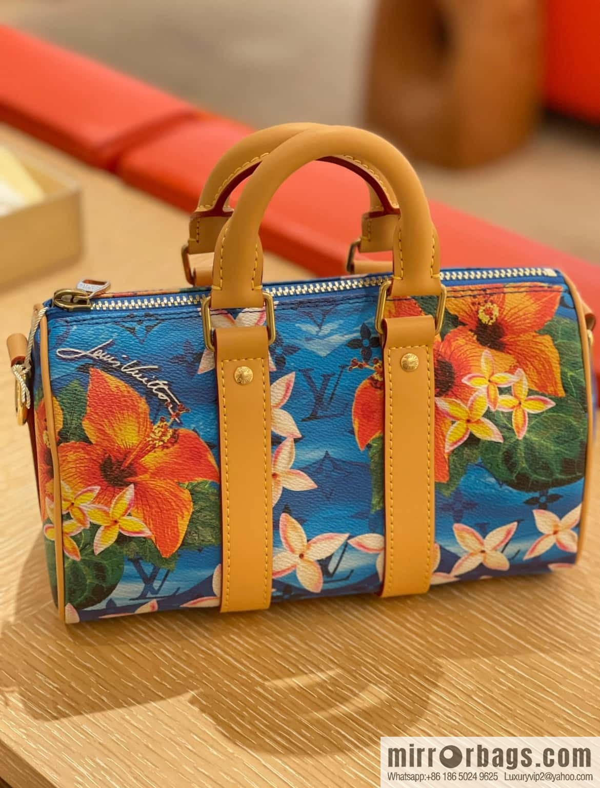 M24999 printed surfing, men's bag pillow bag speedy series Keepall Bandoulière 25 Keepall travel bag
