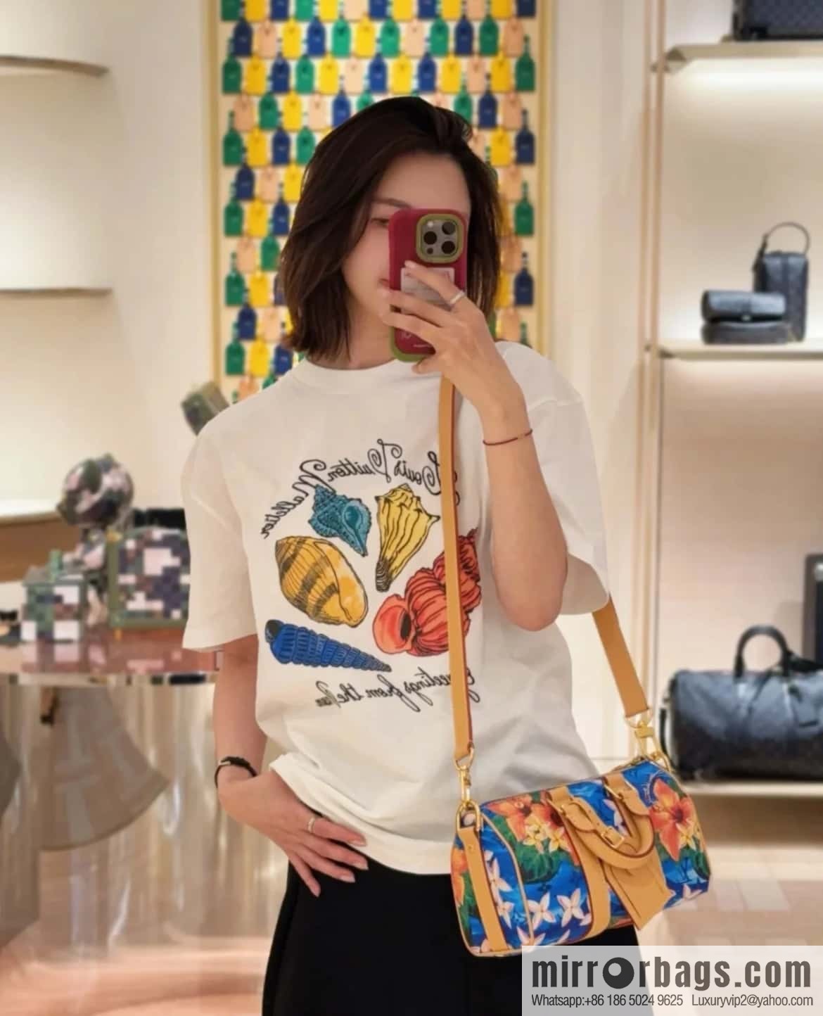 M24999 printed surfing, men's bag pillow bag speedy series Keepall Bandoulière 25 Keepall travel bag