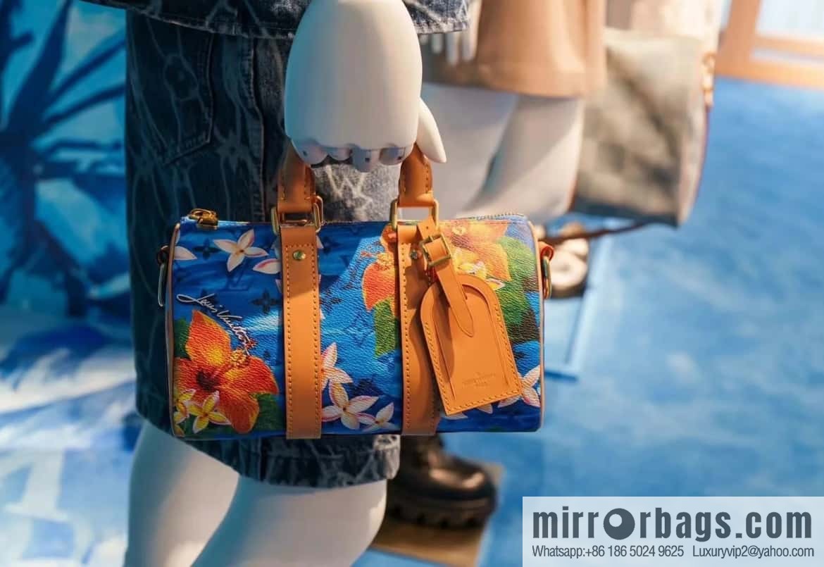 M24999 printed surfing, men's bag pillow bag speedy series Keepall Bandoulière 25 Keepall travel bag