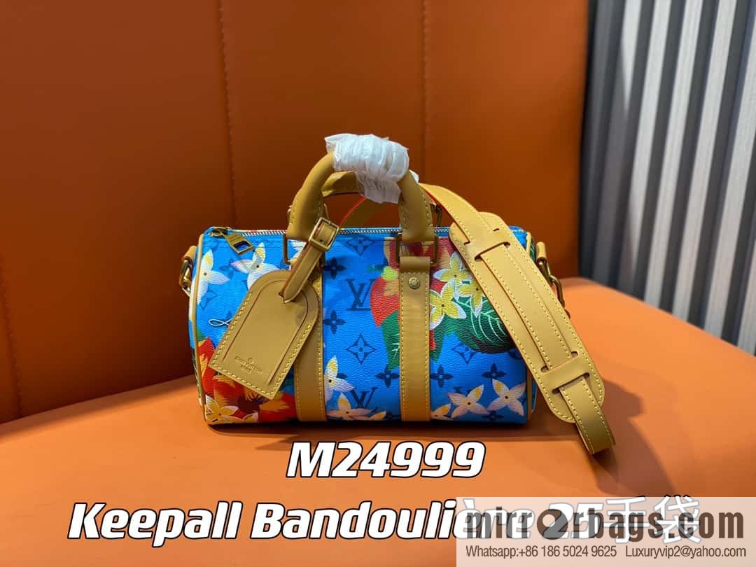 M24999 printed surfing, men's bag pillow bag speedy series Keepall Bandoulière 25 Keepall travel bag