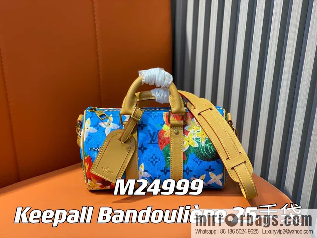 M24999 printed surfing, men's bag pillow bag speedy series Keepall Bandoulière 25 Keepall travel bag