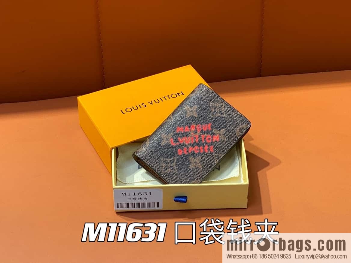 [Premium‑quality] M11631 monogram printed card holder wallet series, faded flower, pocket wallet