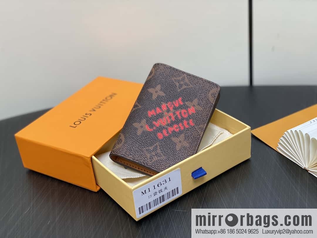 [Premium‑quality] M11631 monogram printed card holder wallet series, faded flower, pocket wallet