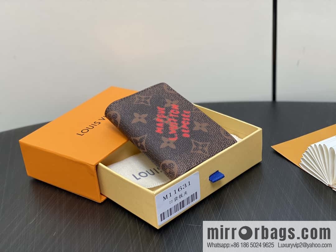 [Premium‑quality] M11631 monogram printed card holder wallet series, faded flower, pocket wallet