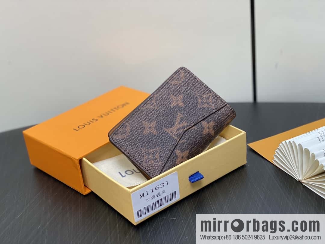 [Premium‑quality] M11631 monogram printed card holder wallet series, faded flower, pocket wallet