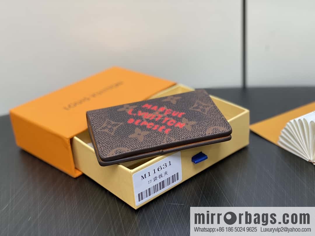 [Premium‑quality] M11631 monogram printed card holder wallet series, faded flower, pocket wallet