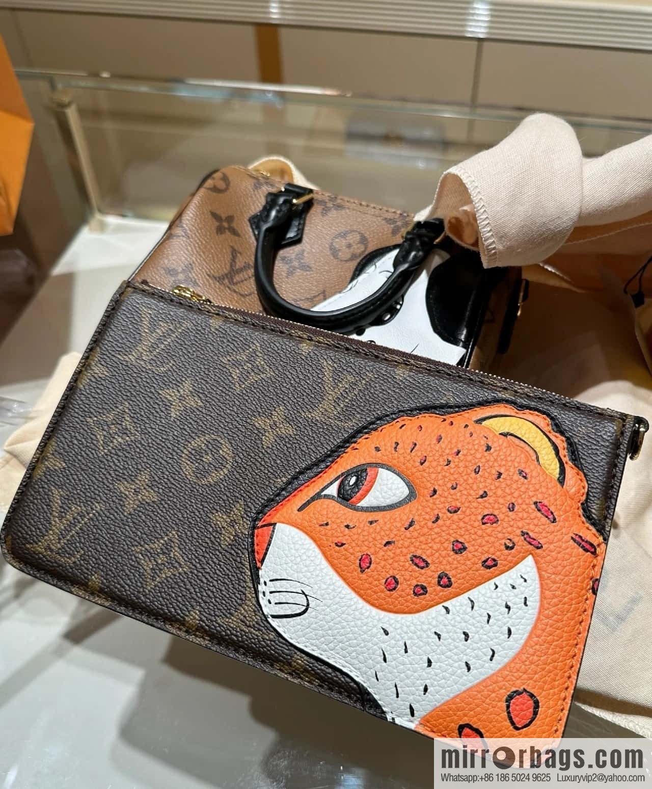 [Premium‑quality] M83685 monogram leopard animal mahjong bag series Lexington clutch bag