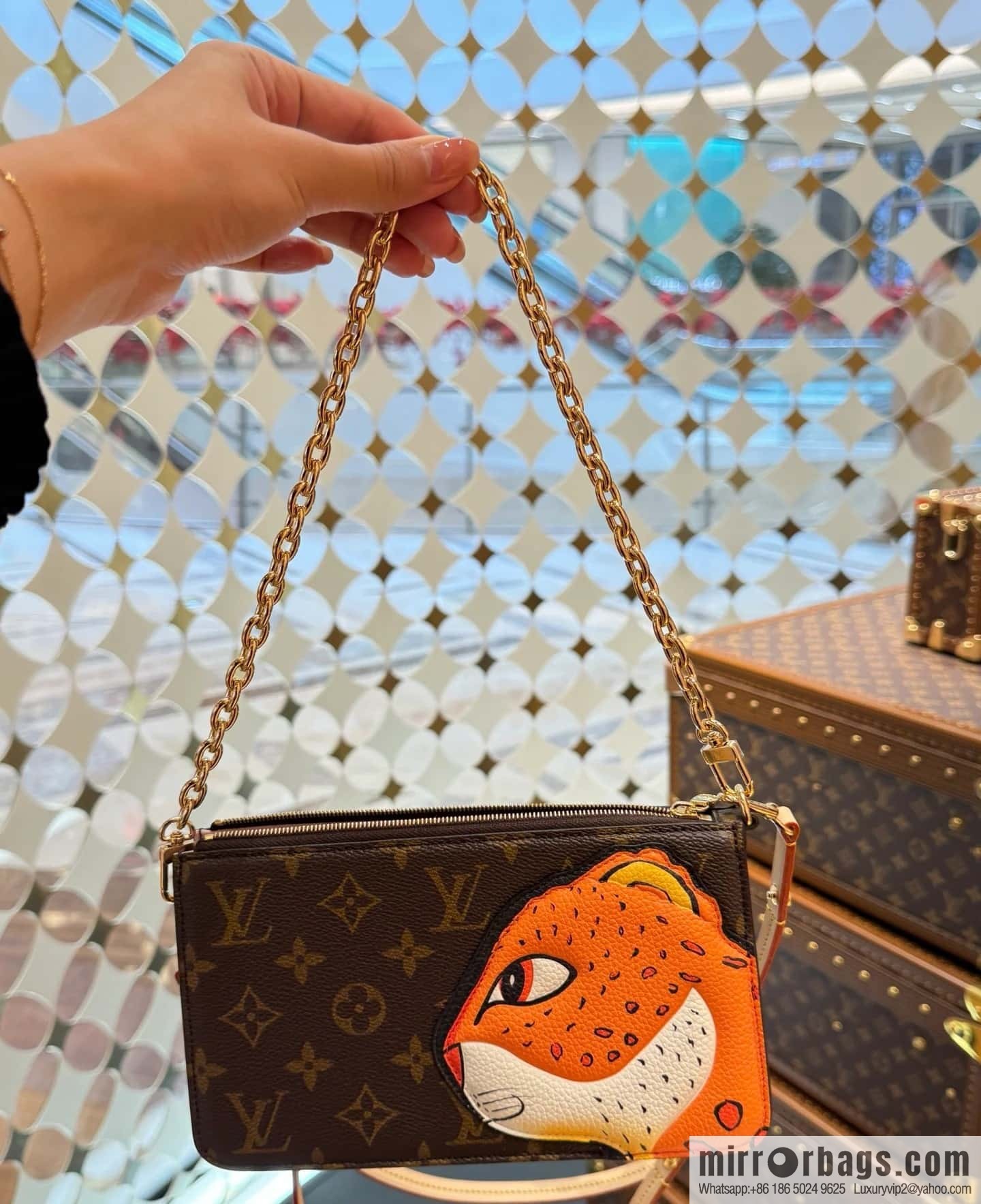 [Premium‑quality] M83685 monogram leopard animal mahjong bag series Lexington clutch bag