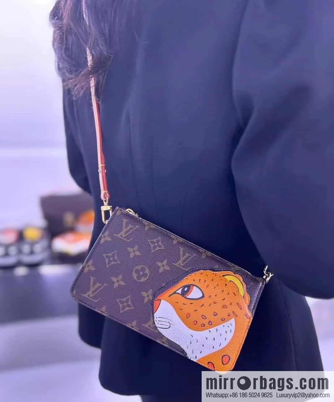 [Premium‑quality] M83685 monogram leopard animal mahjong bag series Lexington clutch bag