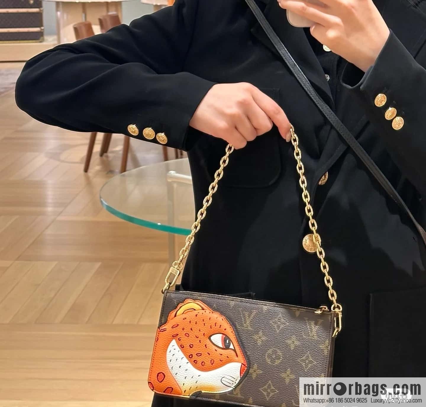 [Premium‑quality] M83685 monogram leopard animal mahjong bag series Lexington clutch bag