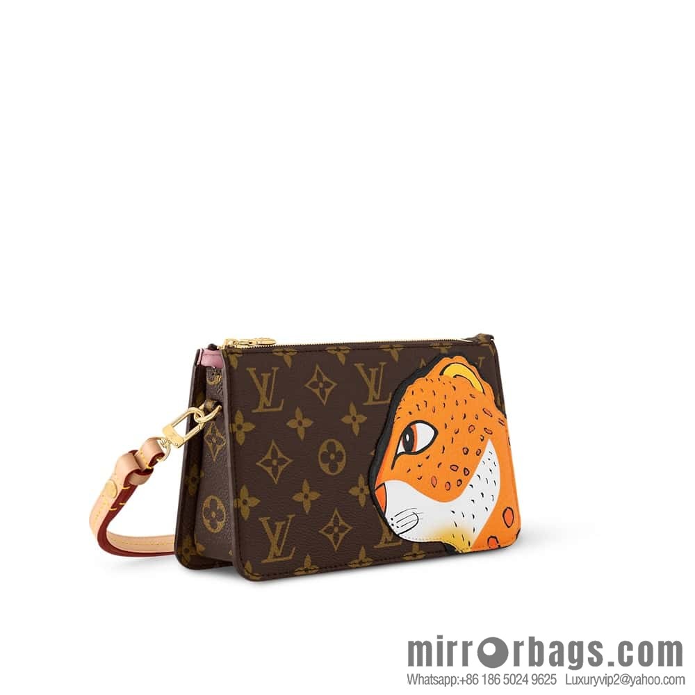 [Premium‑quality] M83685 monogram leopard animal mahjong bag series Lexington clutch bag