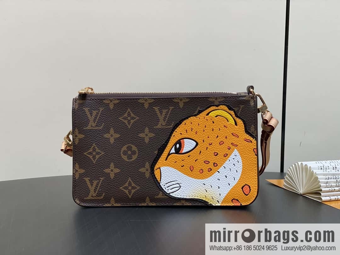 [Premium‑quality] M83685 monogram leopard animal mahjong bag series Lexington clutch bag