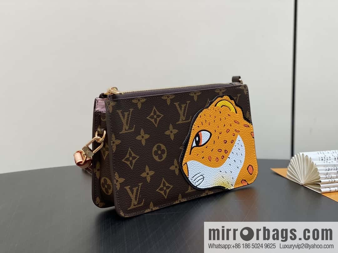 [Premium‑quality] M83685 monogram leopard animal mahjong bag series Lexington clutch bag