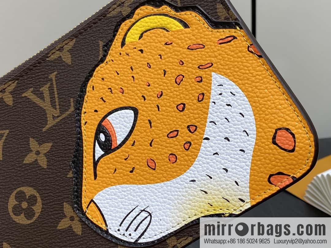 [Premium‑quality] M83685 monogram leopard animal mahjong bag series Lexington clutch bag