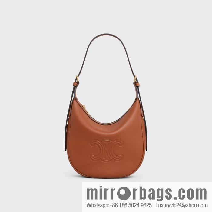 CELINE S HELOISE TRIOMPHE soft cow leather (fabric) handbag 117253 brown