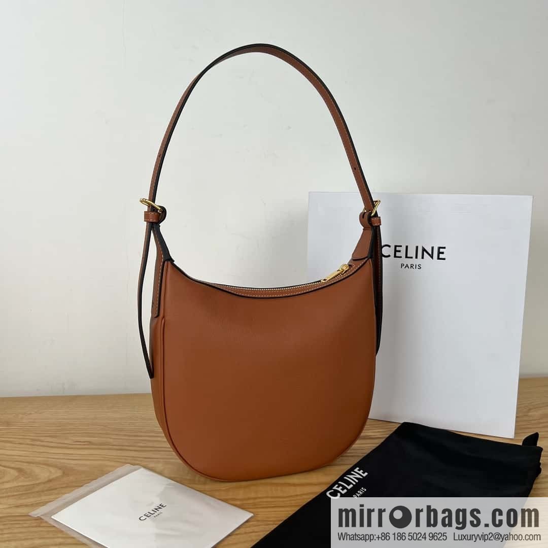CELINE S HELOISE TRIOMPHE soft cow leather (fabric) handbag 117253 brown