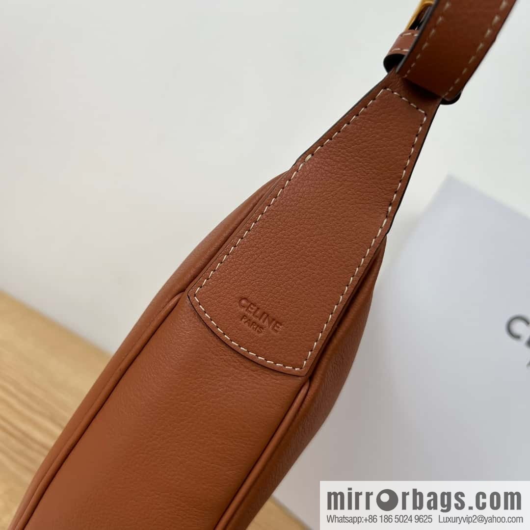 CELINE S HELOISE TRIOMPHE soft cow leather (fabric) handbag 117253 brown