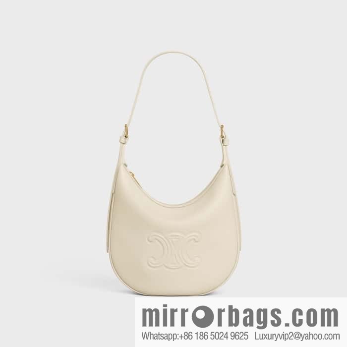 CELINE S HELOISE TRIOMPHE Soft cow leather (fabric) handbag 117253 Milk white