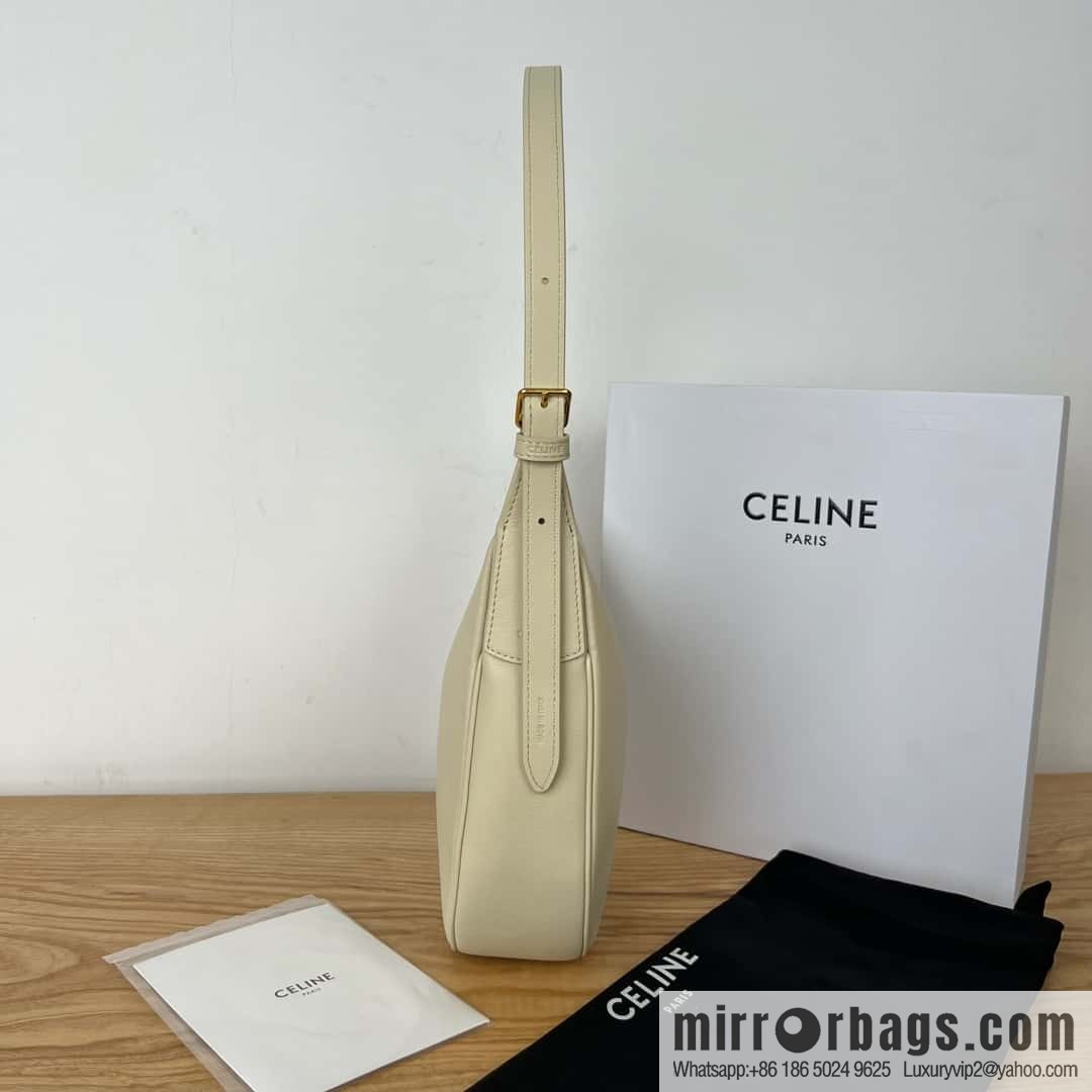 CELINE S HELOISE TRIOMPHE Soft cow leather (fabric) handbag 117253 Milk white
