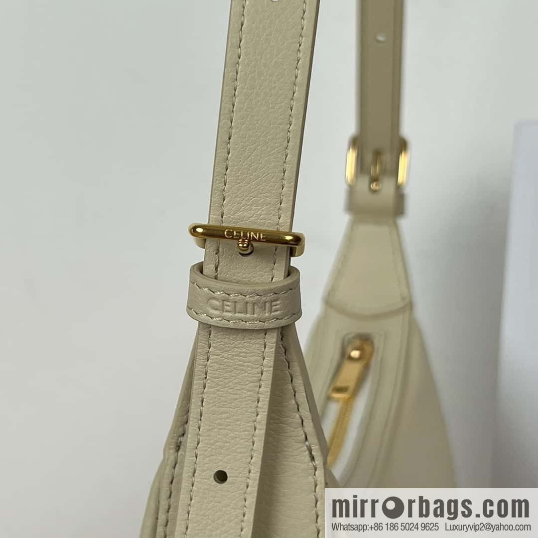 CELINE S HELOISE TRIOMPHE Soft cow leather (fabric) handbag 117253 Milk white