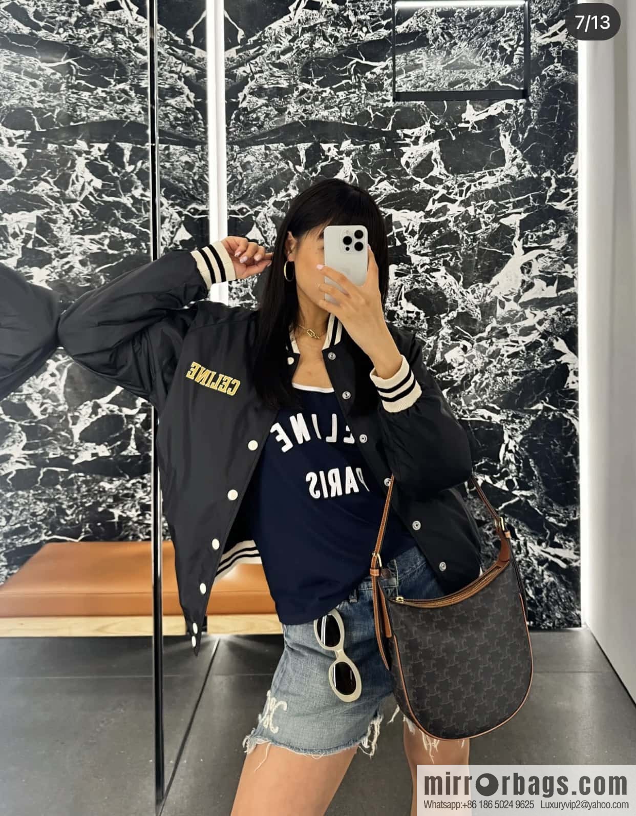 CELINE S HELOISE TRIOMPHE logo printed cow leather (fabric) handbag 117252 monogram