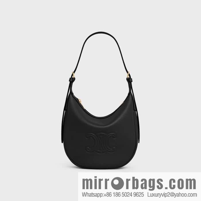 CELINE S HELOISE TRIOMPHE soft cow leather (fabric) handbag 117253 black