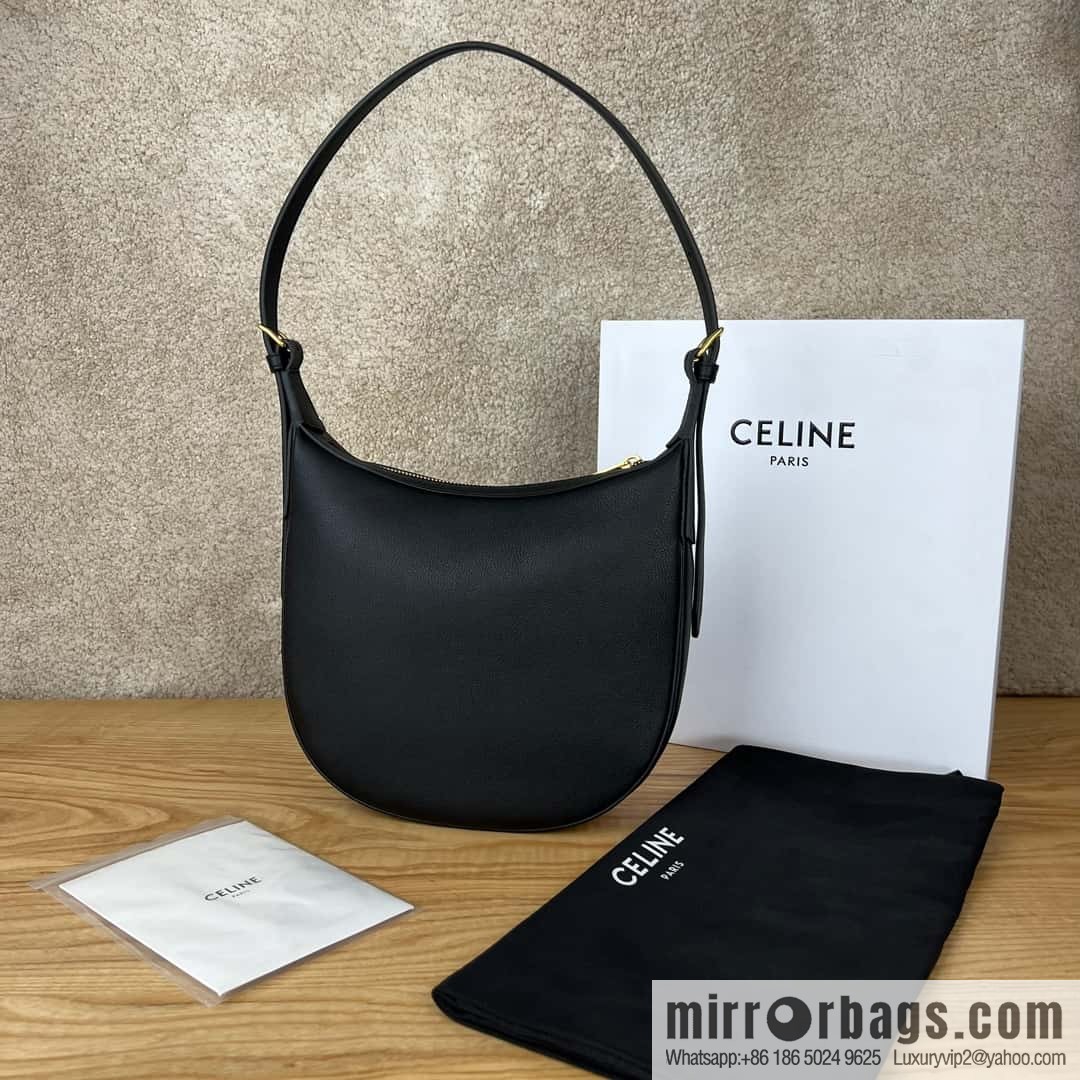CELINE S HELOISE TRIOMPHE soft cow leather (fabric) handbag 117253 black
