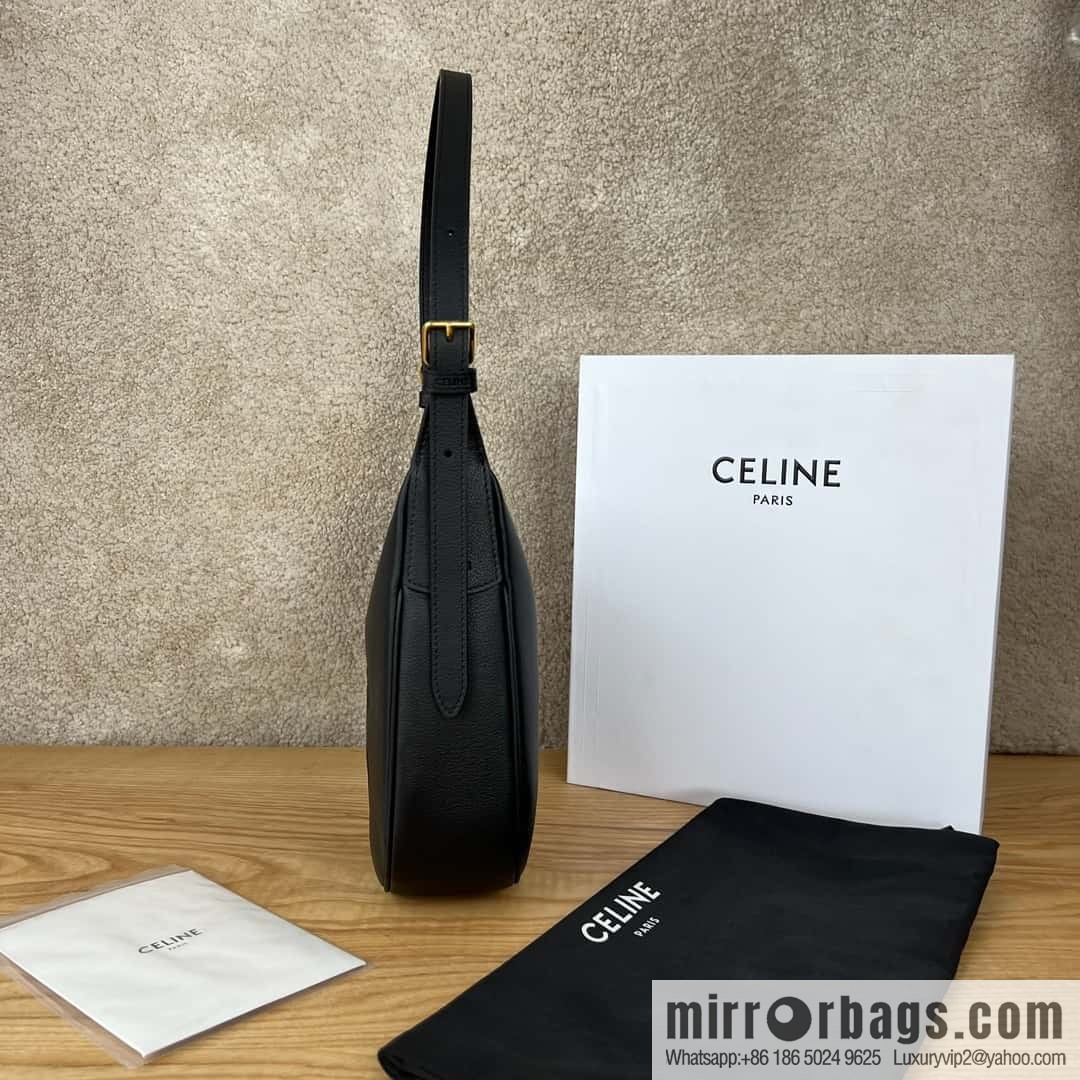 CELINE S HELOISE TRIOMPHE soft cow leather (fabric) handbag 117253 black