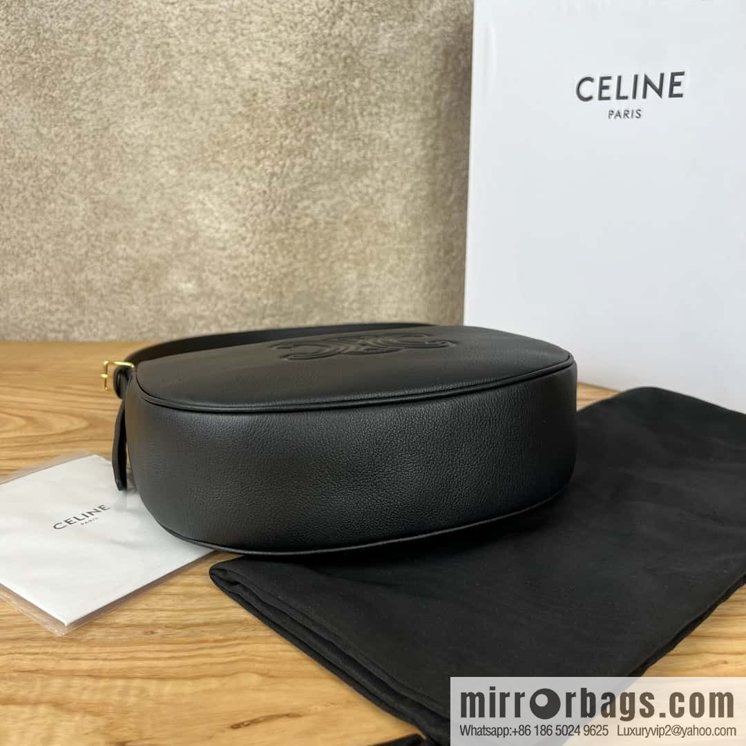 CELINE S HELOISE TRIOMPHE soft cow leather (fabric) handbag 117253 black