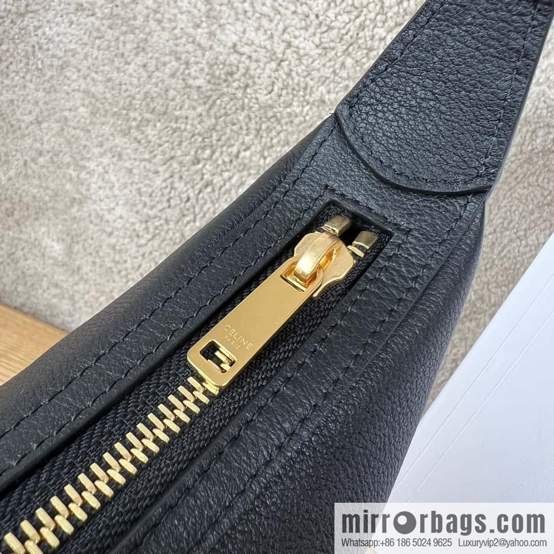 CELINE S HELOISE TRIOMPHE soft cow leather (fabric) handbag 117253 black