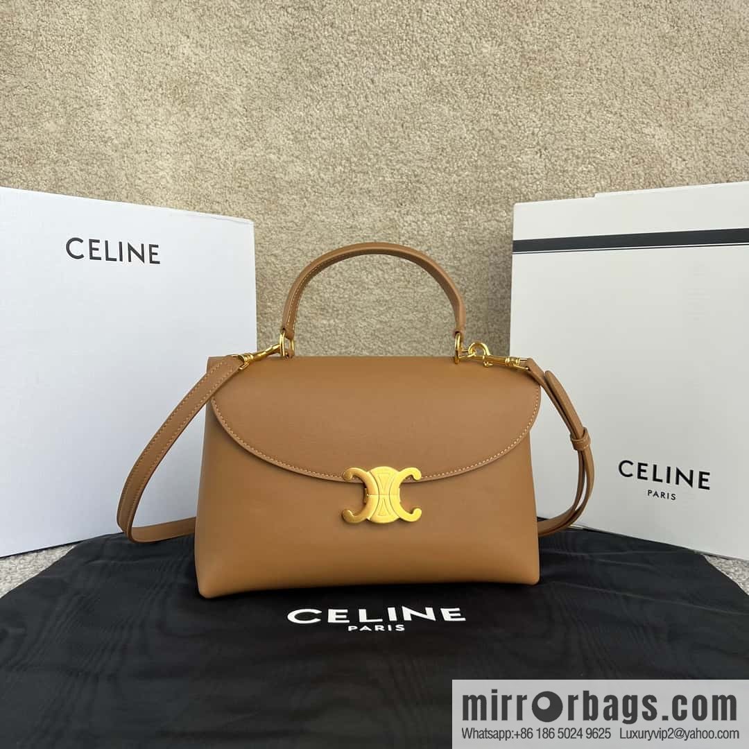 CELINE NINO Medium soft cow leather (fabric) handbag 117523 brown