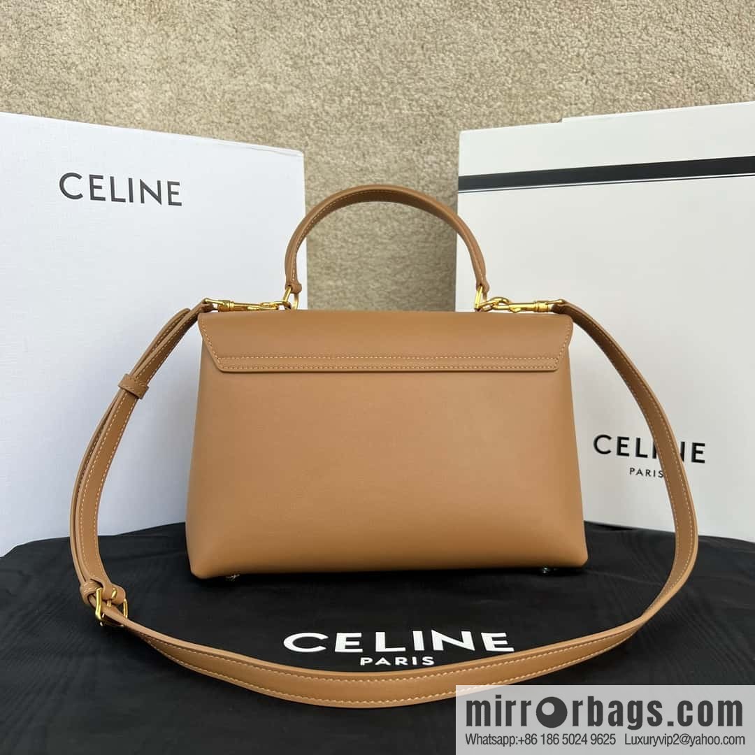 CELINE NINO Medium soft cow leather (fabric) handbag 117523 brown