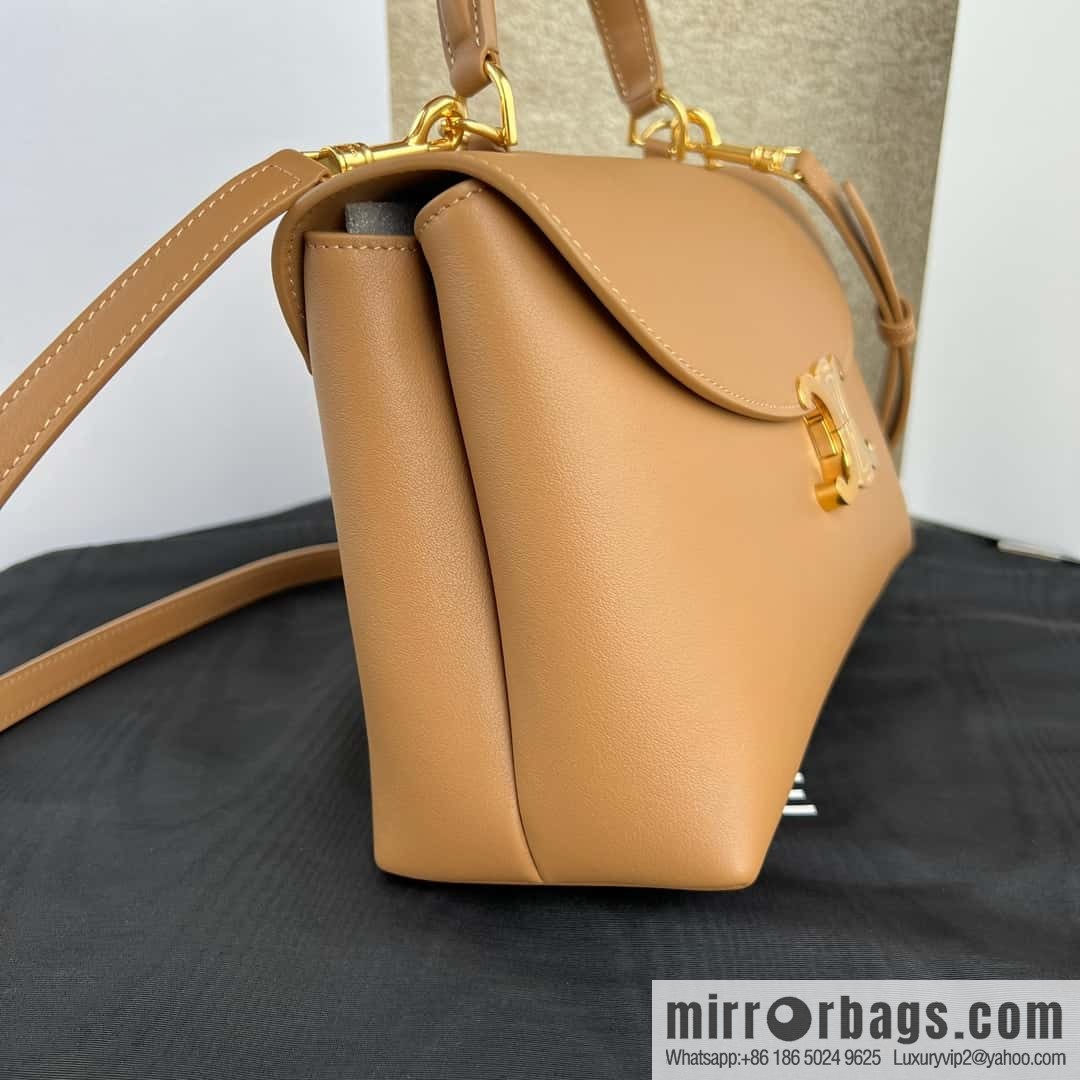 CELINE NINO Medium soft cow leather (fabric) handbag 117523 brown