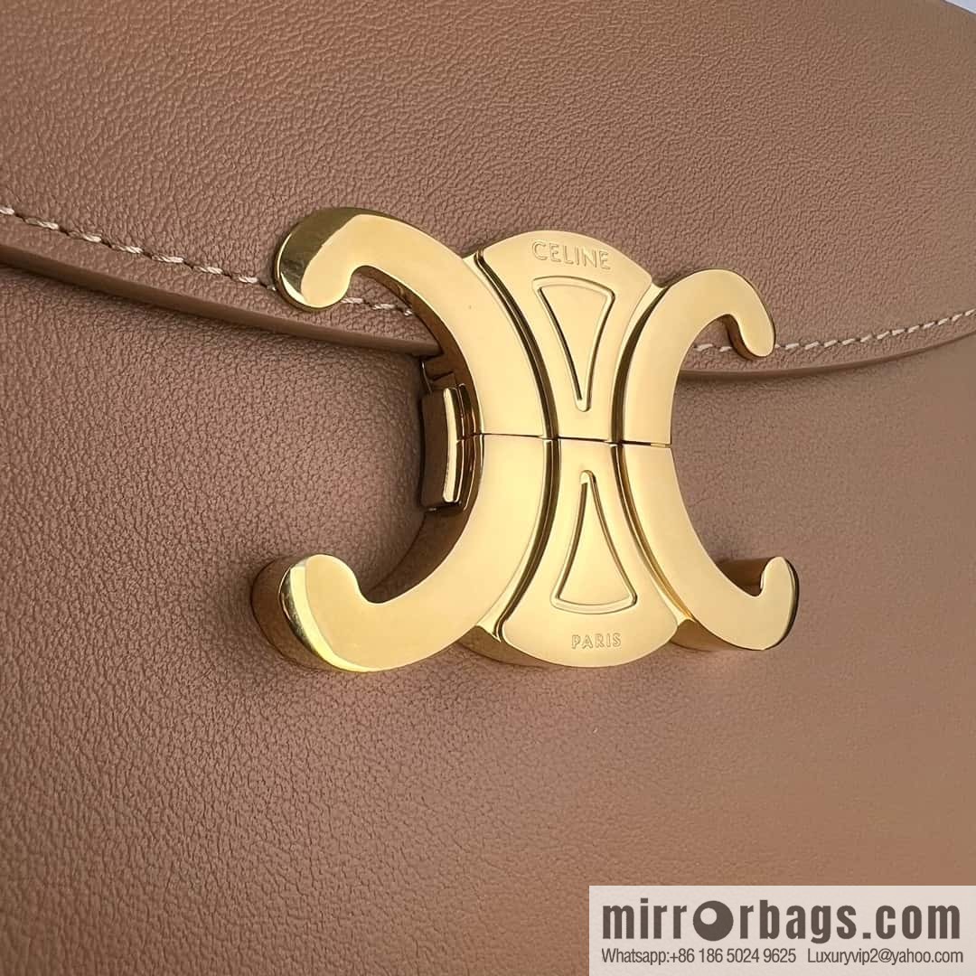 CELINE NINO Medium soft cow leather (fabric) handbag 117523 brown