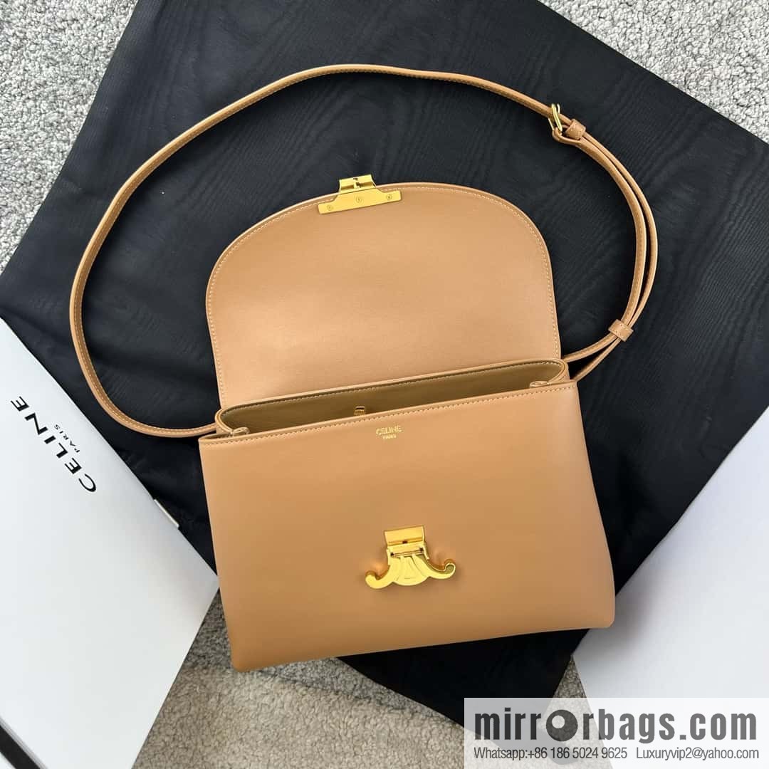 CELINE NINO Medium soft cow leather (fabric) handbag 117523 brown
